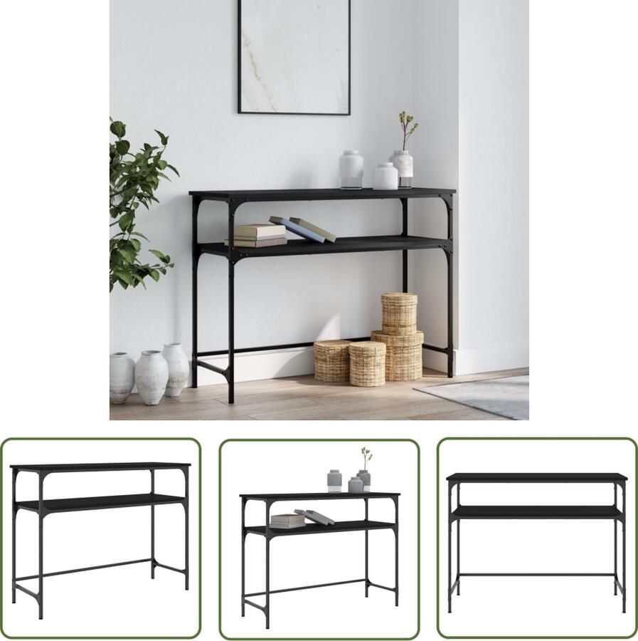 The Living Store Wandtafel IndustriÃle Stijl 120x40 cm Verstelbare Poten Wandtafel Industrieel Houten Tafellamp Bijzettafel Entreetafel