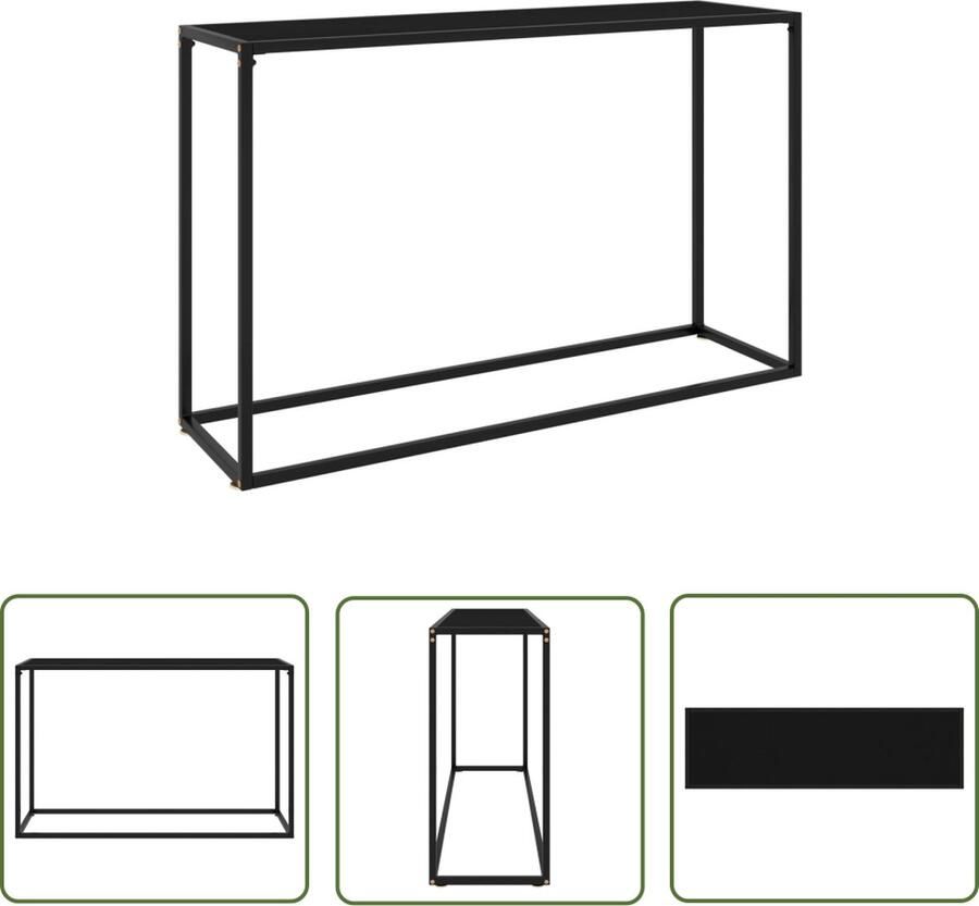The Living Store Wandtafel Industrieel 120 x 35 x 75 cm Zwart Gehard glas gepoedercoat staal Wandtafel Industrieel Modern Zwart Glazen Tafel - Foto 2