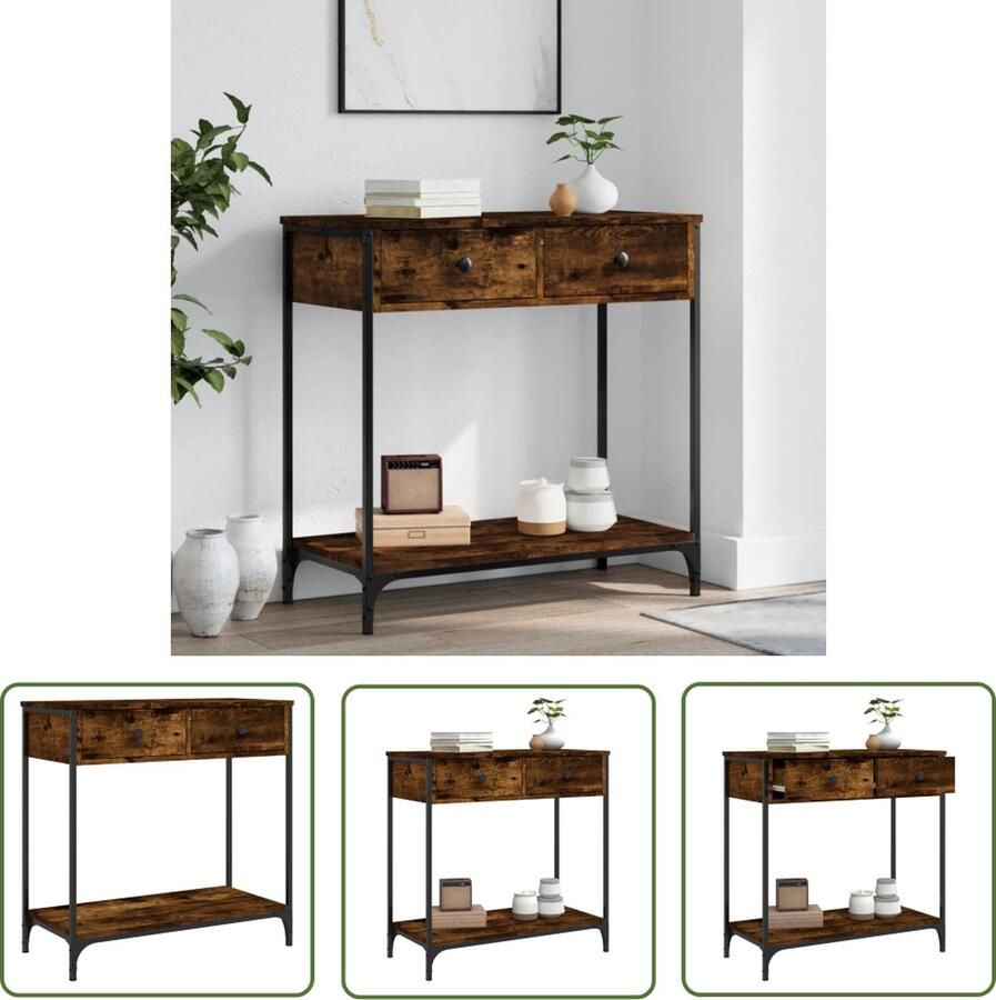 The Living Store Wandtafel Gerookt Eiken Haltafel 75x34.5x75cm IndustriÃle Stijl Wandtafel Industrieel Houten Tafel Haltafel Entreetafel