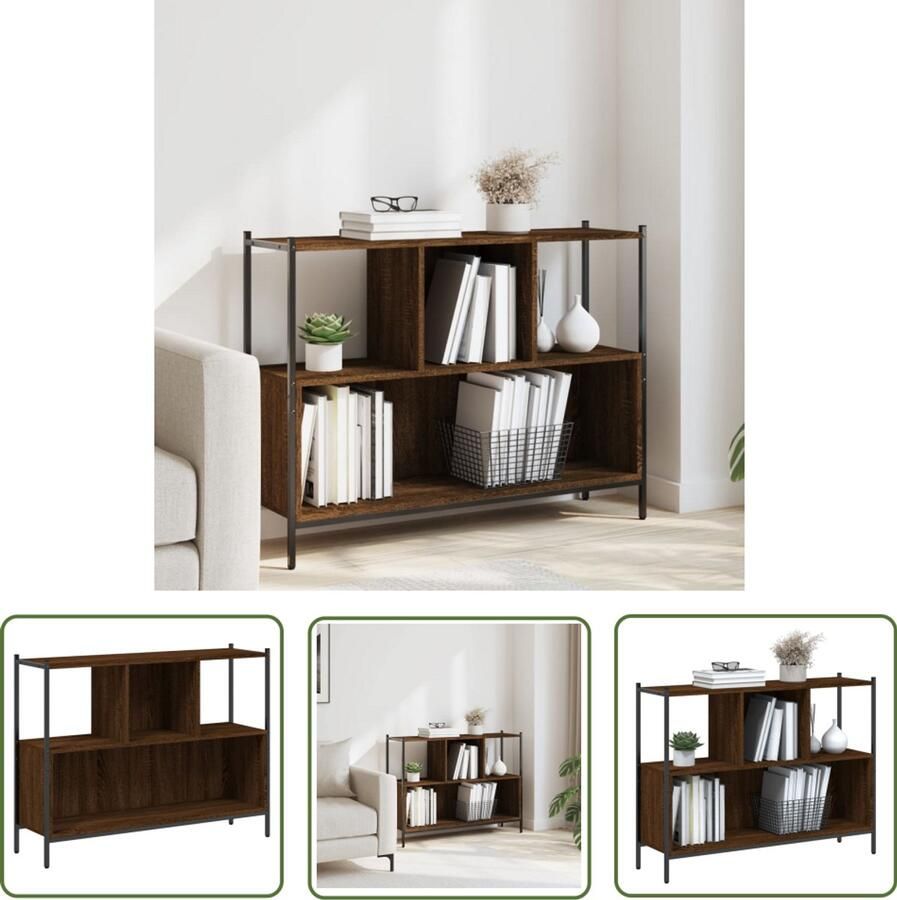 The Living Store Boekenkast 102x28x77 5 cm bewerkt hout bruin eikenkleur Boekenkast Industriële Boekenkast Houten Boekenkast Vintage Boekenkast Bruine Boekenkast