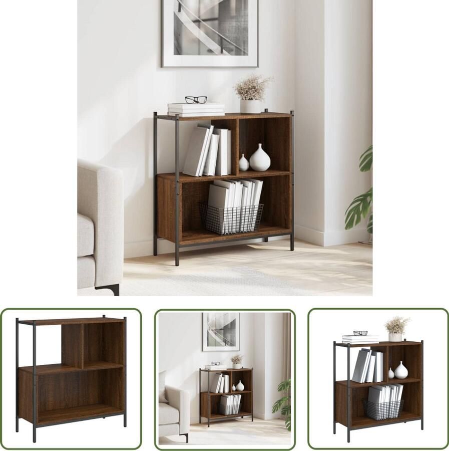 The Living Store Boekenkast 72x28x77 5 cm bewerkt hout bruin eikenkleur Boekenkast Industriële Boekenkast Houten Boekenkast Bruine Boekenkast Vintage Boekenkast