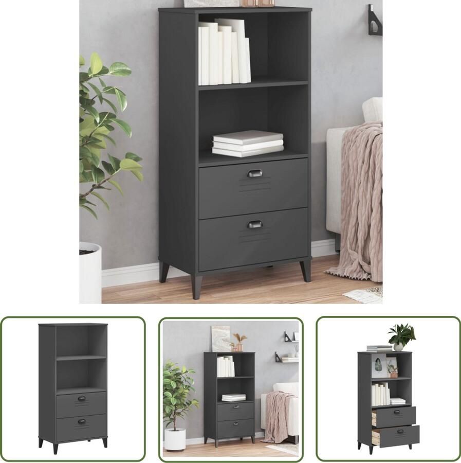 The Living Store Boekenkast VIKEN 60x35x123 cm bewerkt hout antracietgrijs Boekenkast Industriële Boekenkast Houten Boekenkast Antraciet Grijze Boekenkast Opbergkast - Foto 2