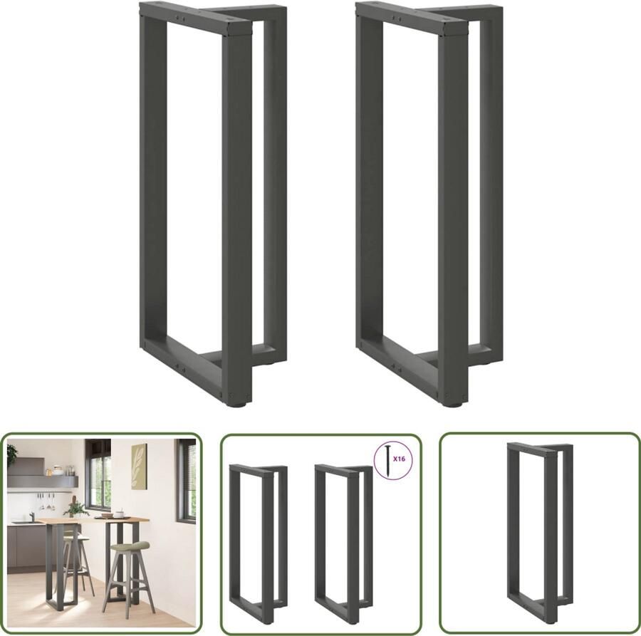 The Living Store Bartafelpoten 2 st T-vormig 60x35x(110-111) cm staal antraciet Bartafel Potten Industriele Meubels Staal Tafelpoten Antraciet Tafelpoten T-vormige Tafelpoten