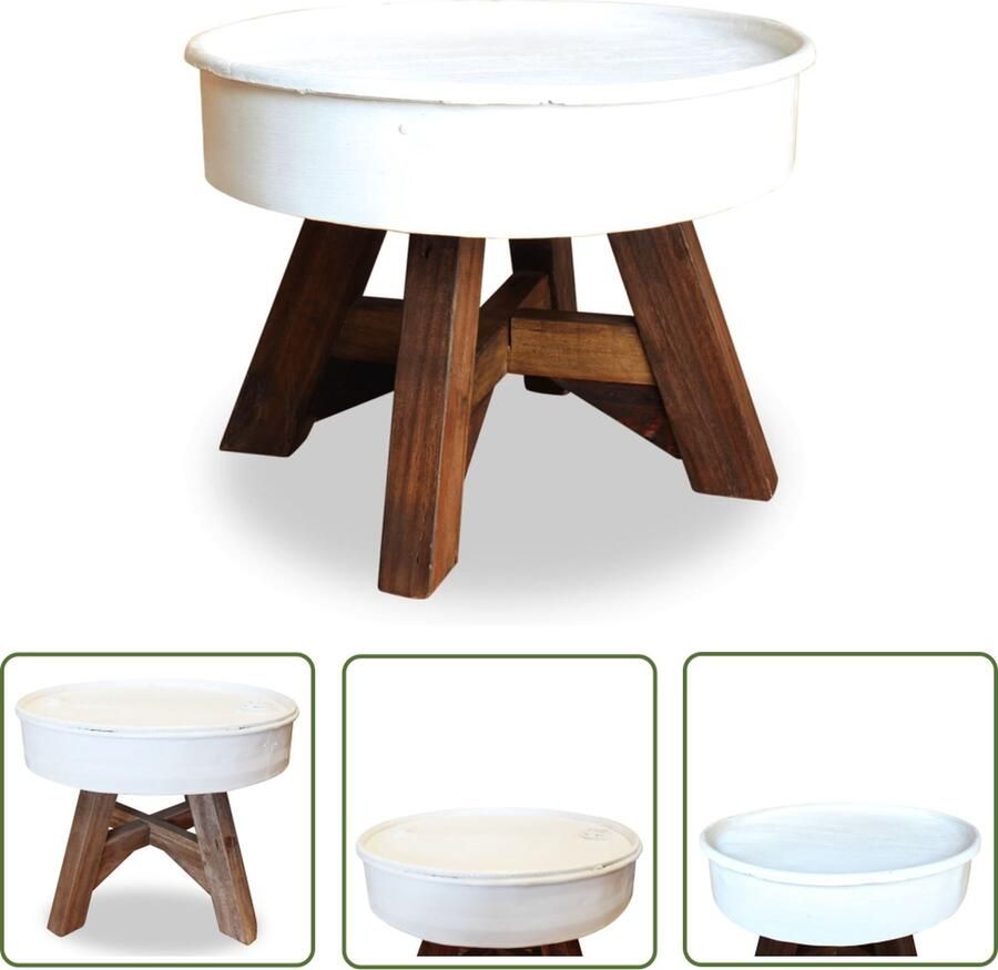 The Living Store Salontafel IndustriÃle Vintage Stijl 60 x 45 cm Massief Gerecycled Hout Salontafel Industriele Meubels Vintage Meubilair Houten Salontafel Metalen Salontafel - Foto 2