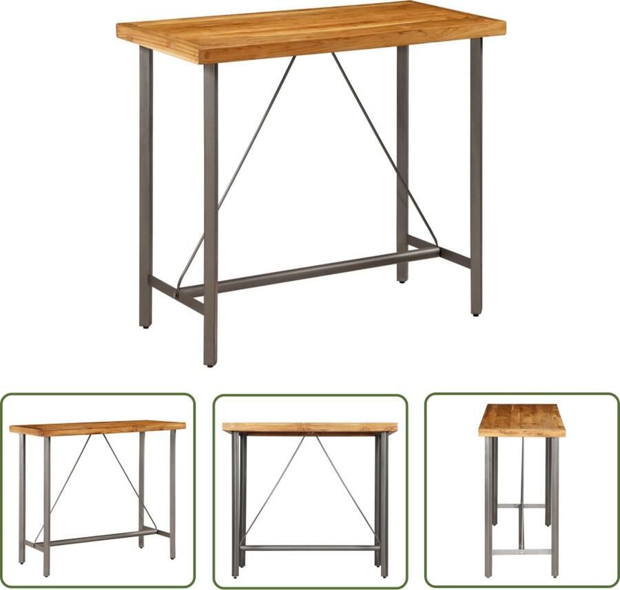 The Living Store Bartafel Teakhout 120 x 58 x 106 cm IndustriÃle stijl Bartafel Industriele Stijl Teakhout Vintage Meubilair Salontafel
