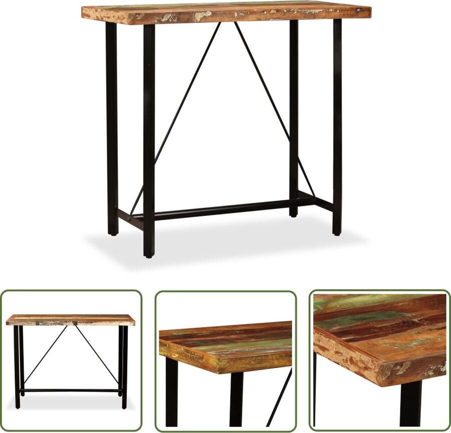 The Living Store Bartafel IndustriÃle Stijl 120 x 60 x 107 cm Massief gerecycled hout en staal Bartafel Industriële Stijl Houten Bartafel Recycled Wood Furniture Vintage Meubilair - Foto 2