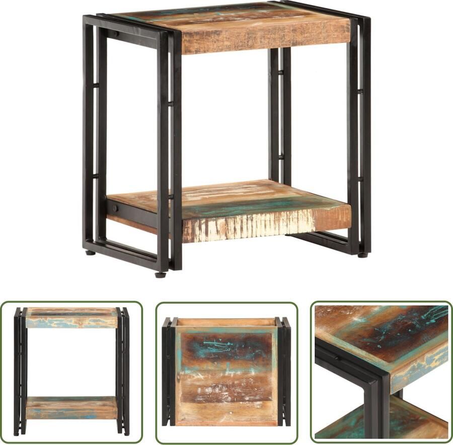 The Living Store Houten Bijzettafel IndustriÃle Stijl 40 x 30 x 40 cm Gerecycled Hout Bijzettafel Industriele Stijl Houten Meubilair Vintage Meubels Recyceld Hout - Foto 2