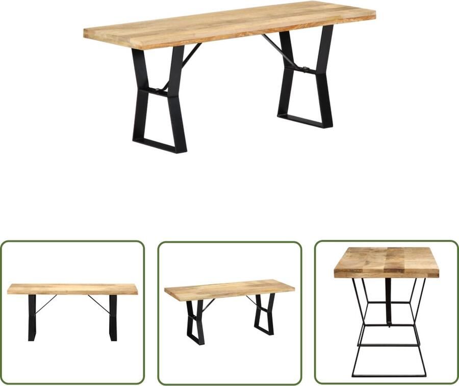 The Living Store Eetkamerbank IndustriÃle Stijl 110x40x45 cm Massief Mangohout Eetkamerbank Industriele Stijl Mangohout Bruin Salontafel - Foto 2