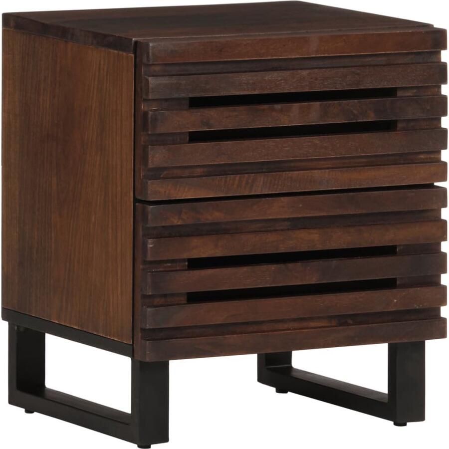 The Living Store Nachtkastje 40x34x46 cm massief mangohout Nachtkastje Industriele Stijl Mangohout Vintage Bedroom Furniture