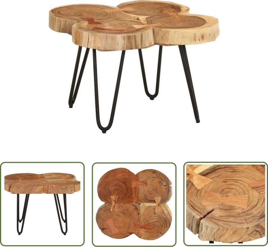 The Living Store Salontafel Acaciahout IndustriÃle Stijl 52 x 50 x 36 cm Salontafel Industriele Stijl Acacia Hout Vintage Meubilair Landelijk Interieur