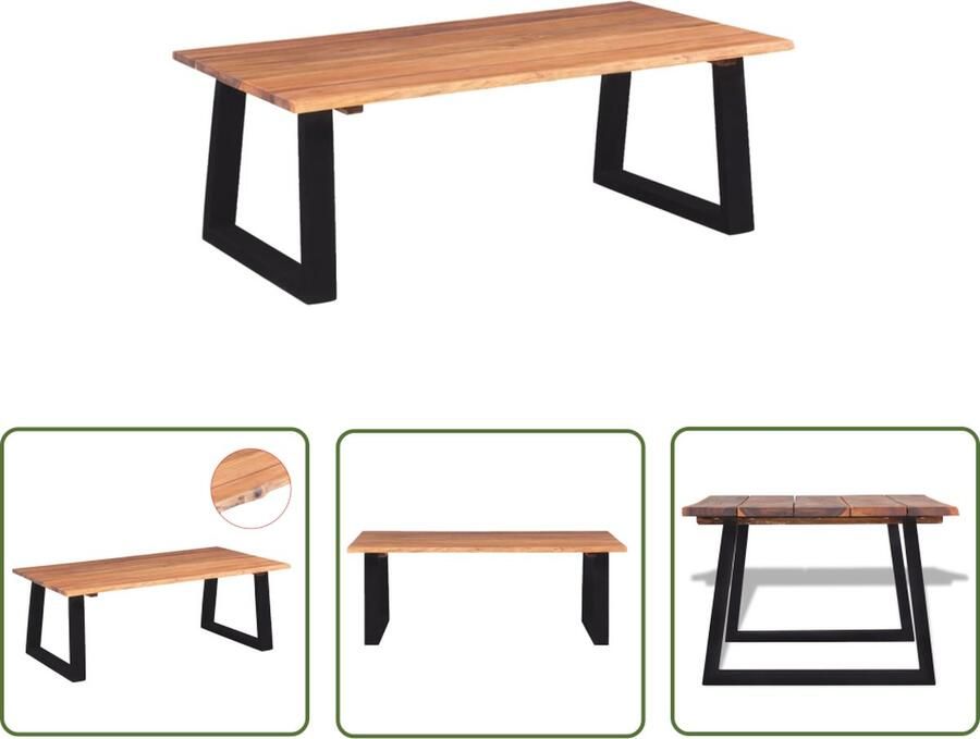 The Living Store Salontafel IndustriÃle Stijl 110x60x40 cm Massief acaciahout Gepoedercoat metaal Salontafel Industriele Stijl Acacia Hout Metalen Poten Living Room Meubilair - Foto 2