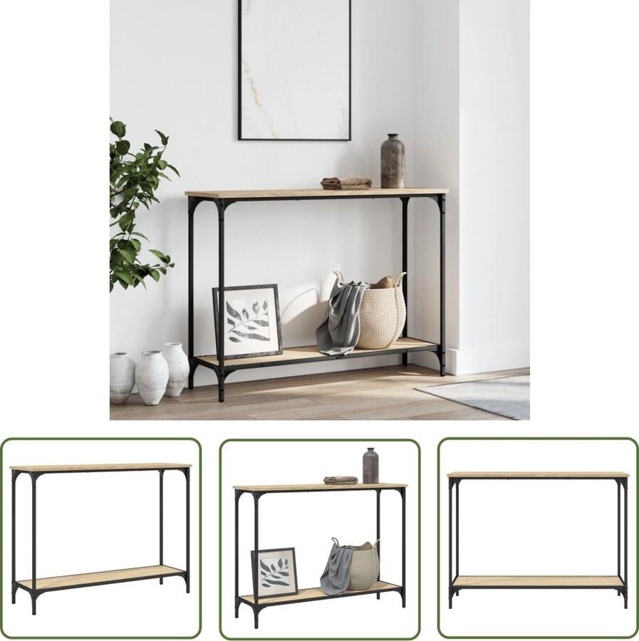 The Living Store Wandtafel Sonoma Eiken Haltafel 101x30.5x75 cm Verstelbare poten IndustriÃle stijl Wandtafel Industriële Stijl Eikenhouten Tafel Salontafel Entreetafel - Foto 2