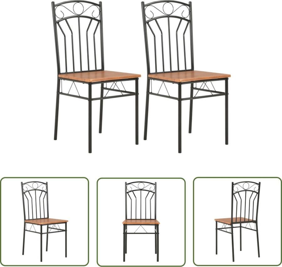 The Living Store Eetkamerstoel Industrieel 40 x 48 x 86 cm Bruin Zwart MDF staal Eetkamerstoel Industrieel Bruine Eetkamerstoel Zwarte Eetkamerstoel Mdf Eetkamerstoel - Foto 4