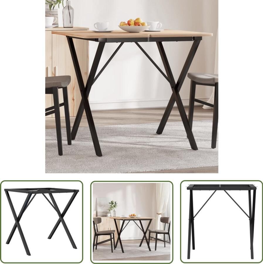 The Living Store X-frame Tafelpoten 70 x 70 x 73 cm Massief Gietijzer Eettafel Poten Industriële Tafelpoten Gietijzeren Tafelpoten Zwarte Tafelpoten Set