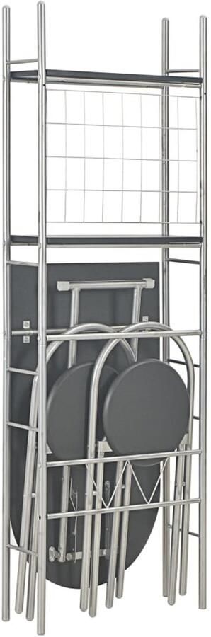 VidaXL Inklapbare 3-delige eethoek met opbergrek Bartafel Eetkamerstoel Inklapbare Tafel Houten Tafel Metalen Tafel Zwarte Tafel Salontafel Keukenmeubel Compact Design Opbergruimte