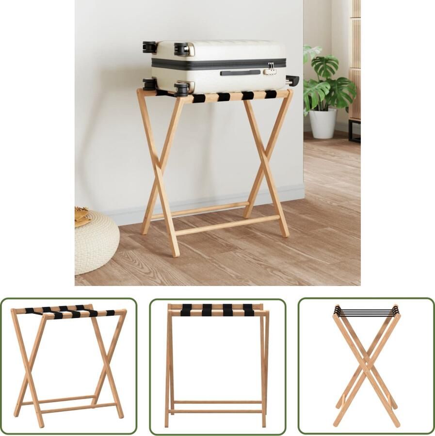 VidaXL Inklapbare Bagagerak Bamboebagagerak Bagagerek 68 5x38x58 cm bamboe Bagagerak Bruin Bagagerak Grote Koffers Kofferrek