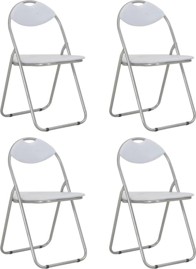 VidaXL Inklapbare Eetkamerstoelen 4 st Wit Eetkamerstoelen Klapstoelen Kunstleder Meubels Vouwstoelen Salontafel Dining Chairs Tuinstoelen - Foto 2