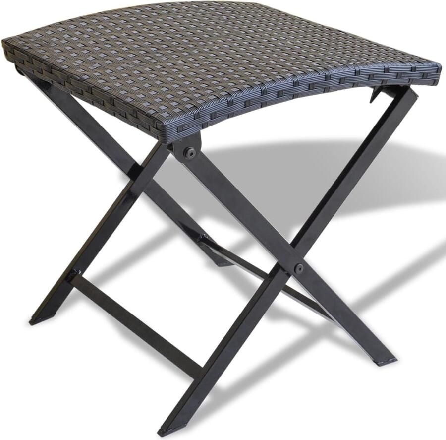 VidaXL inklapbare poly rattan kruk zwart Inklapbare Kruk Poly Rattan Kruk Zwarte Kruk Tuinkruk Balkonmeubilair Outdoor Meubels Klapstoel - Foto 2