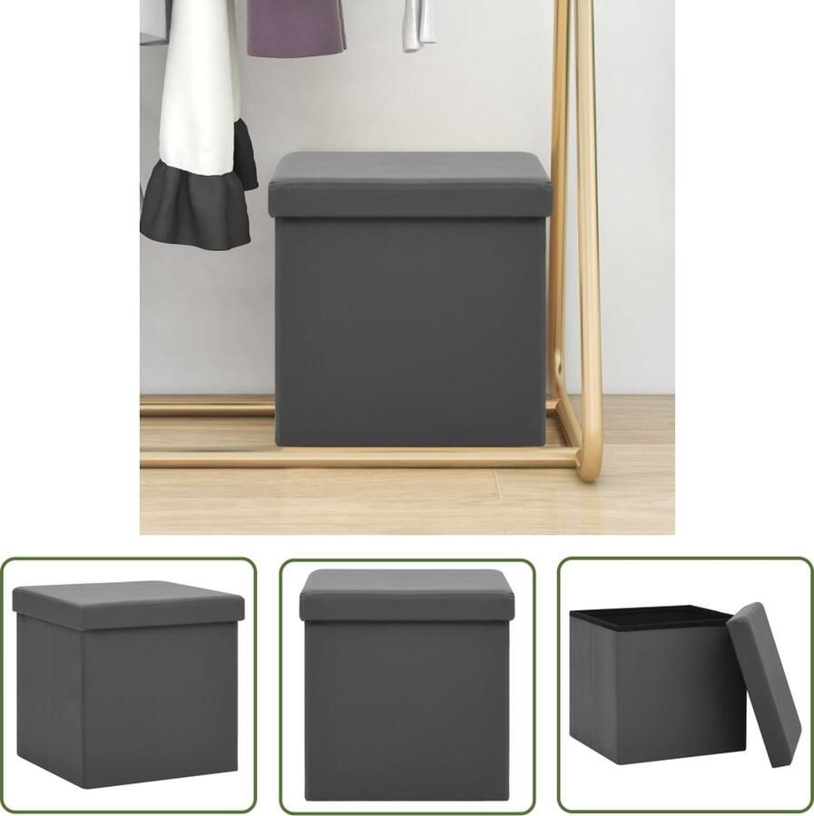The Living Store opbergkruk inklapbaar grijs 38 x 38 x 38 cm duurzaam en comfortabel Opbergkruk Inklapbare Stoel Zachte Bank Multifunctionele Meubels Opbergtas - Foto 2