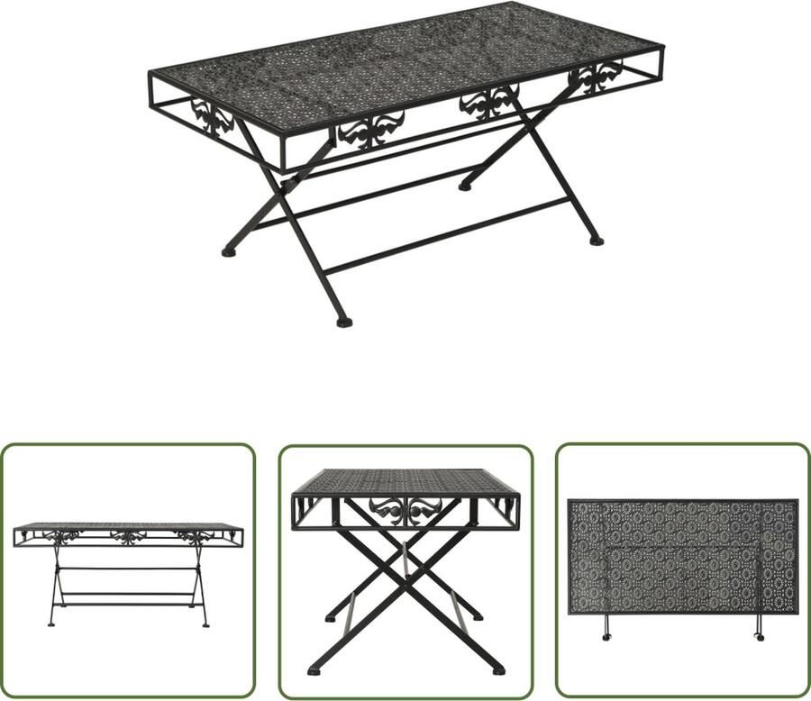 The Living Store Salontafel vintage stijl inklapbaar 100x50x45 cm metaal zwart Salontafel Inklapbare Tafel Zwarte Salontafel Vintage Salontafel Metalen Salontafel - Foto 2