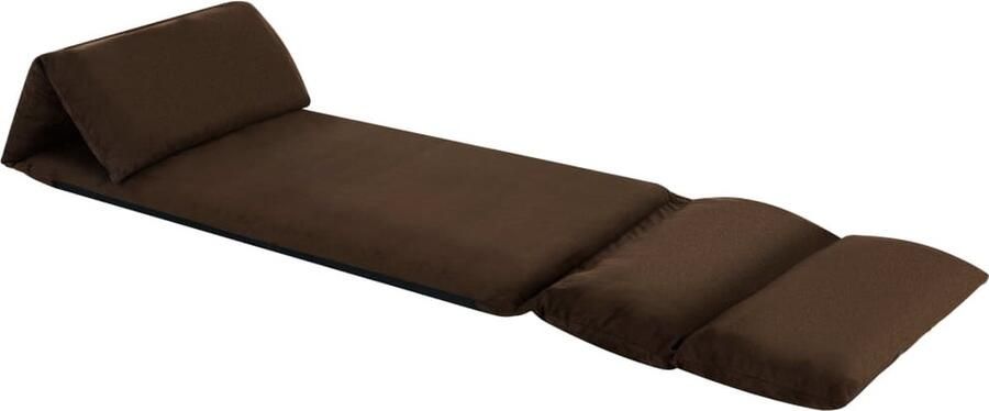 VidaXL Inklapbare Vloerstoel Bruin Microvezel Vloerstoel Lounge Chair Relaxfauteuil Microfiber Bruin Inklapbaar Comfortabel Buitentoepassing