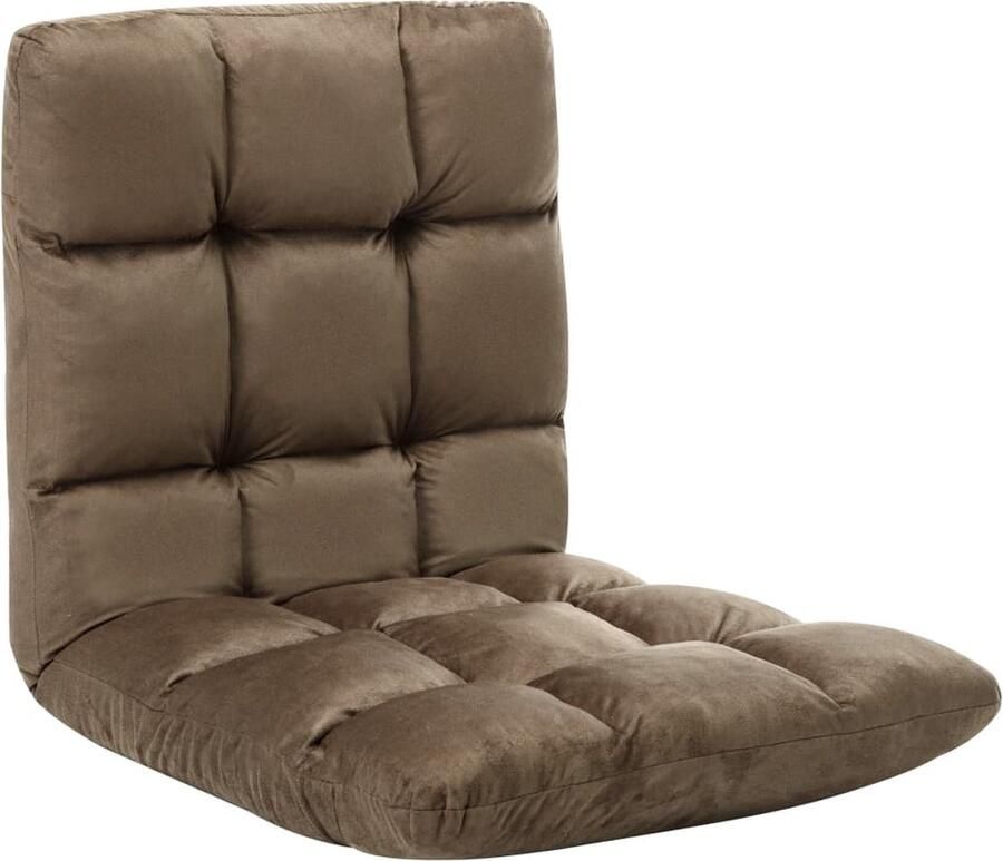 VidaXL Inklapbare Vloerstoel Microvezel Taupe Vloerstoel Lounge Chair Relaxfauteuil Vouwstoel Terrasmeubilair Tuinstoel Outdoor Meubels Taupecleur Microvezel Compact Inklapbaar Comfortabel Multifunctioneel - Foto 2