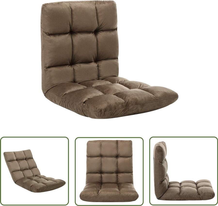 VidaXL Inklapbare Vloerstoel Microvezel Taupe Vloerstoel Lounge Chair Relaxfauteuil Vouwstoel Terrasmeubilair Tuinstoel Outdoor Meubels Taupecleur Microvezel Compact Inklapbaar Comfortabel Multifunctioneel