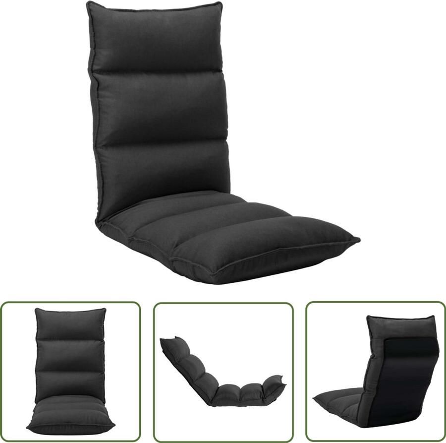 VidaXL Inklapbare Vloerstoel Zwart Stof Vloerstoel Lounge Chair Zitzak Relaxfauteuil Opvouwbare Stoel - Foto 2