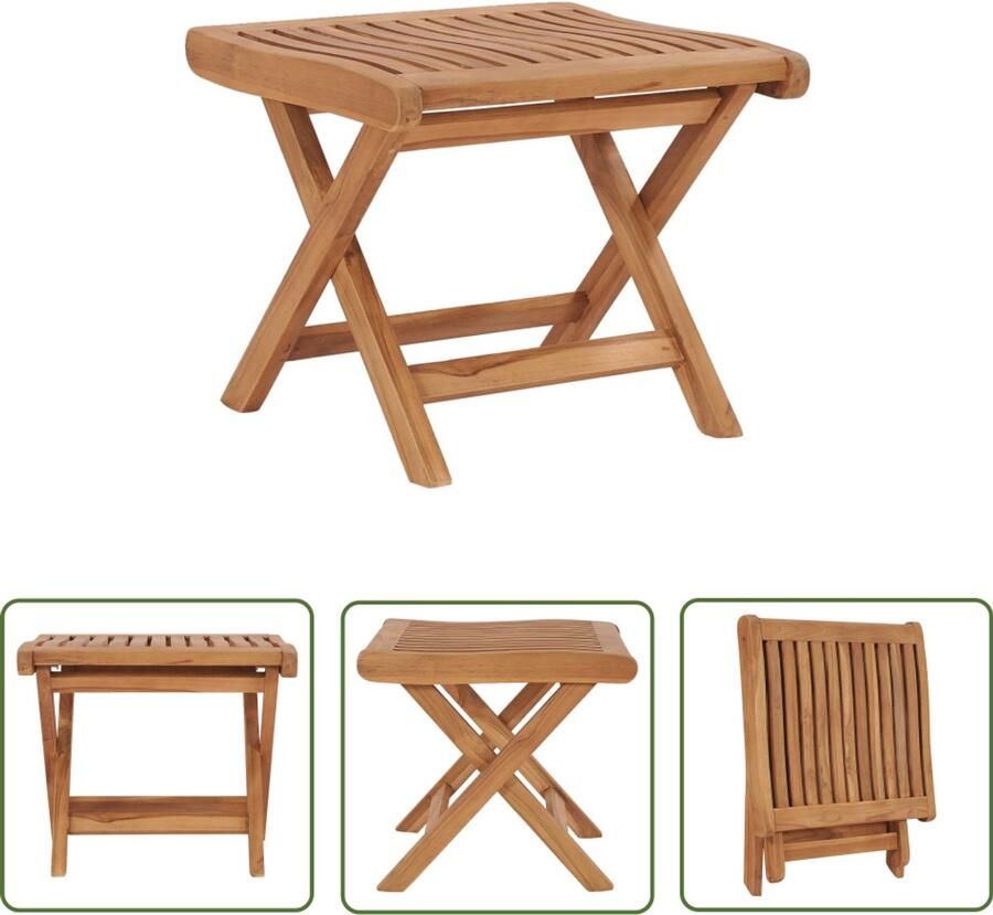VidaXL inklapbare voetensteun massief teakhout Voetenbank Teak Tuinset Buitendecor Terrasdecor Lounge Set Relaxstoel
