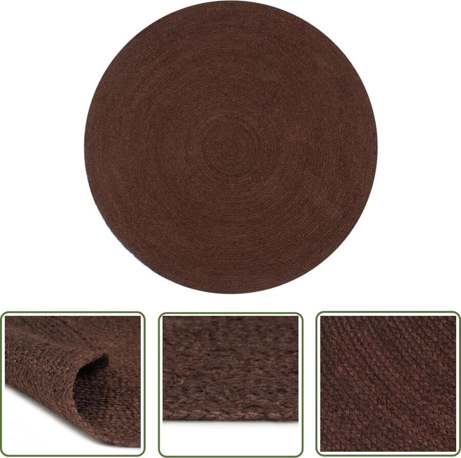 The Living Store Tapijt Gevlochten Jute 150 cm Bruin Handgemaakt Tapijt Jute Tapijt Vloerkleed Handgemaakt Tapijt Landelijk Tapijt