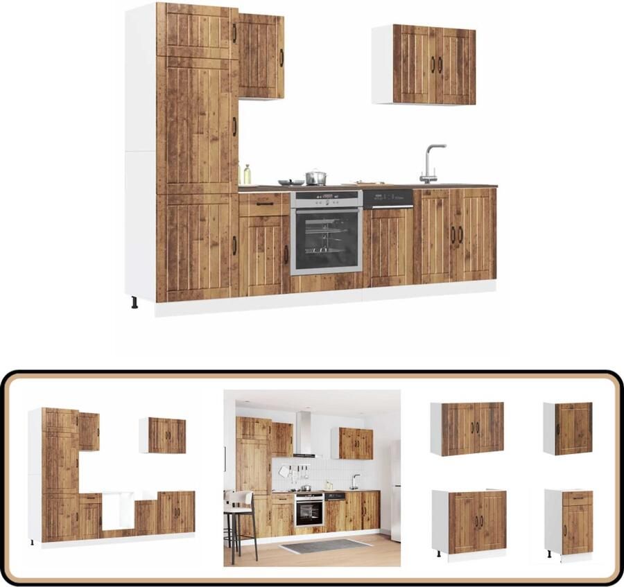 VidaXL Kalmar 7-delige Keukenkastenset houtkleur Keukenkasten Houten Keukenkasten Kastensets Keukenopstelling Kalmar Serie
