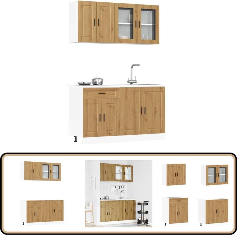 VidaXL Kalmar keukenkastenset 4-delig Eiken Keukenkasten Houten Keukenkasten Kastenserie Kalmar Serie Artisan Eiken