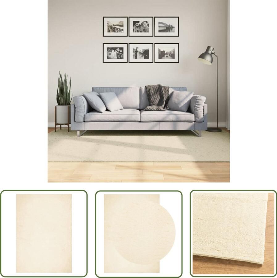 VidaXL Kamerdecoratie Vloerkleden Vloerkleed HUARTE laagpolig zacht wasbaar 160x230 cm crème Huiskleuren Beige Pastel Kleuren