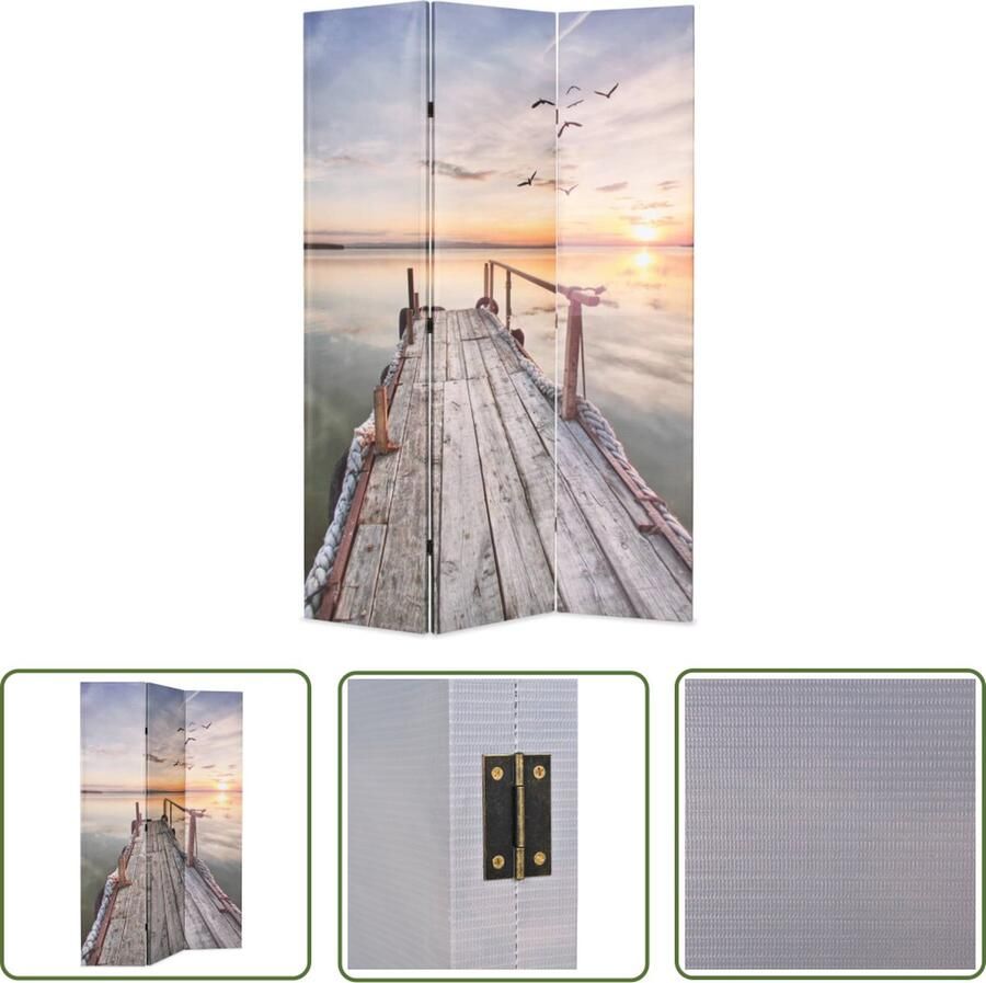 The Living Store Kamerverdeler s Scherm 120x170 cm Meer bij zonsondergang Kamerscherm Kamerdivider Paravent Meubel Decoratief