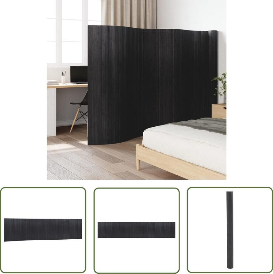 The Living Store Kamerscherm 165x800 cm bamboe grijs Bamboe Kamerscherm Kamerscheiding Wandafscheiding Houten Kamerscherm Multifunctionele Schermen