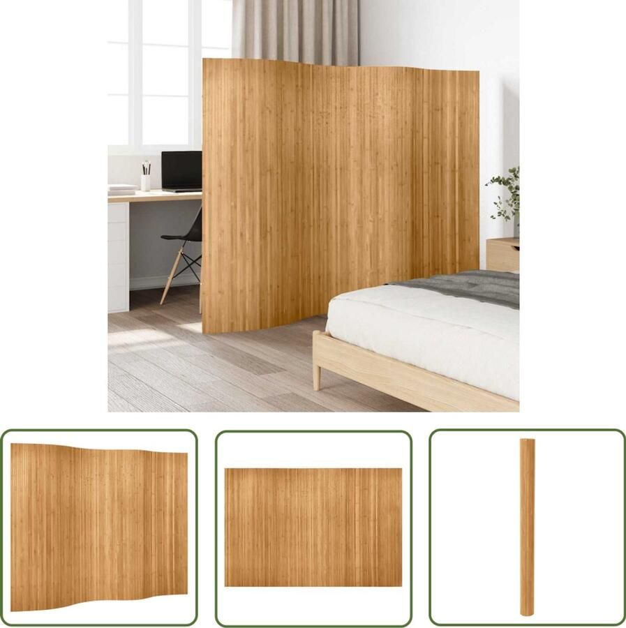 The Living Store Bamboe Scheidingswand 250 x 165 cm Praktisch en Flexibel Naturel Bamboescherm Kamerscheiding Privacy Screen Wandafscheider Interieurbouw