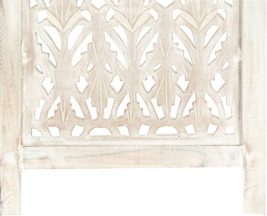 The Living Store Kamerscherm met 3 panelen handgesneden 120x165 cm mangohout wit Kamerscherm Kamerscheiding Privacy Screen Houten Scherm Design Scherm