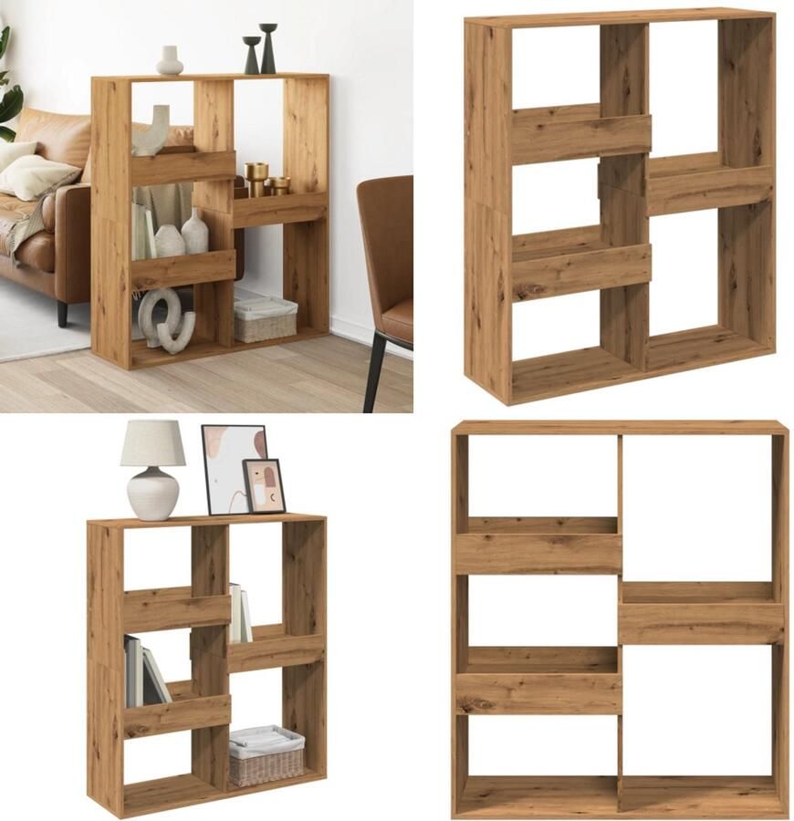 VidaXL Kamerscherm 100x33x115 cm bewerkt hout artisanaal eikenkleur Kamerscherm Kamerschermen Privacy Scherm Privacyscherm