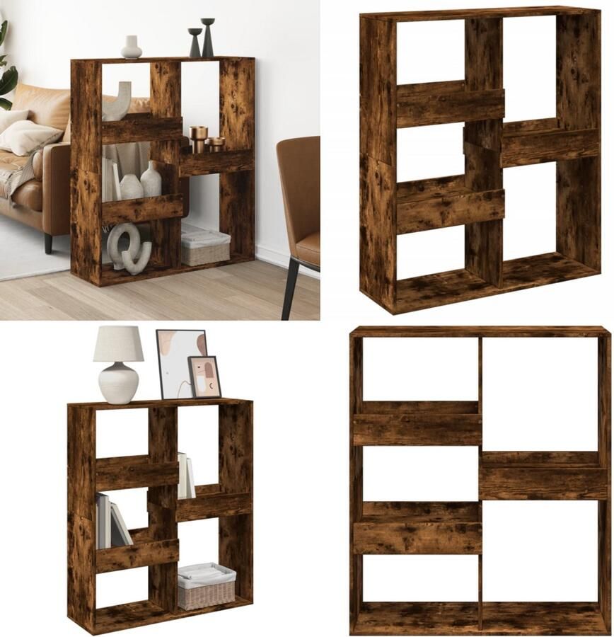 VidaXL Kamerscherm 100x33x115 cm bewerkt hout gerookt eikenkleurig Kamerscherm Kamerschermen Privacy Scherm Privacyscherm