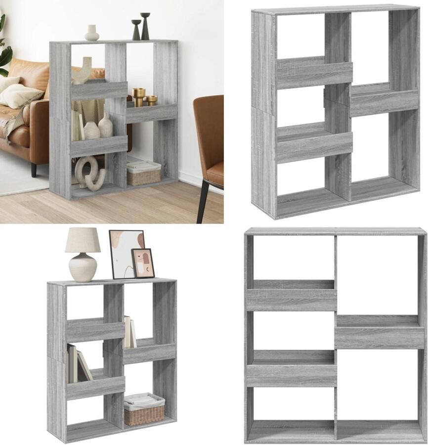 VidaXL kamerscherm 100x33x115 cm bewerkt hout grijs sonoma eikenkleur Kamerscherm Kamerschermen Privacy Scherm Privacyscherm