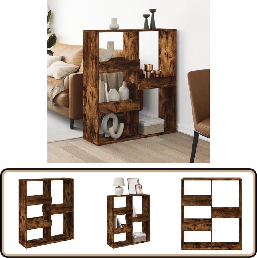 VidaXL Kamerscherm 100x33x115 cm Gerookt Eiken Kamerscherm Kamerschermen Privacy Scherm Privacyscherm