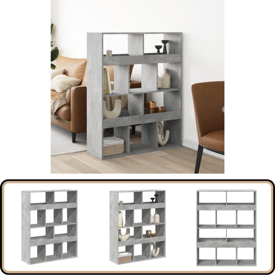 VidaXL Kamerscherm 100x33x125 5 cm Beton grijs Kamerscherm Kamerschermen Scheidingswand Kamerverdeler