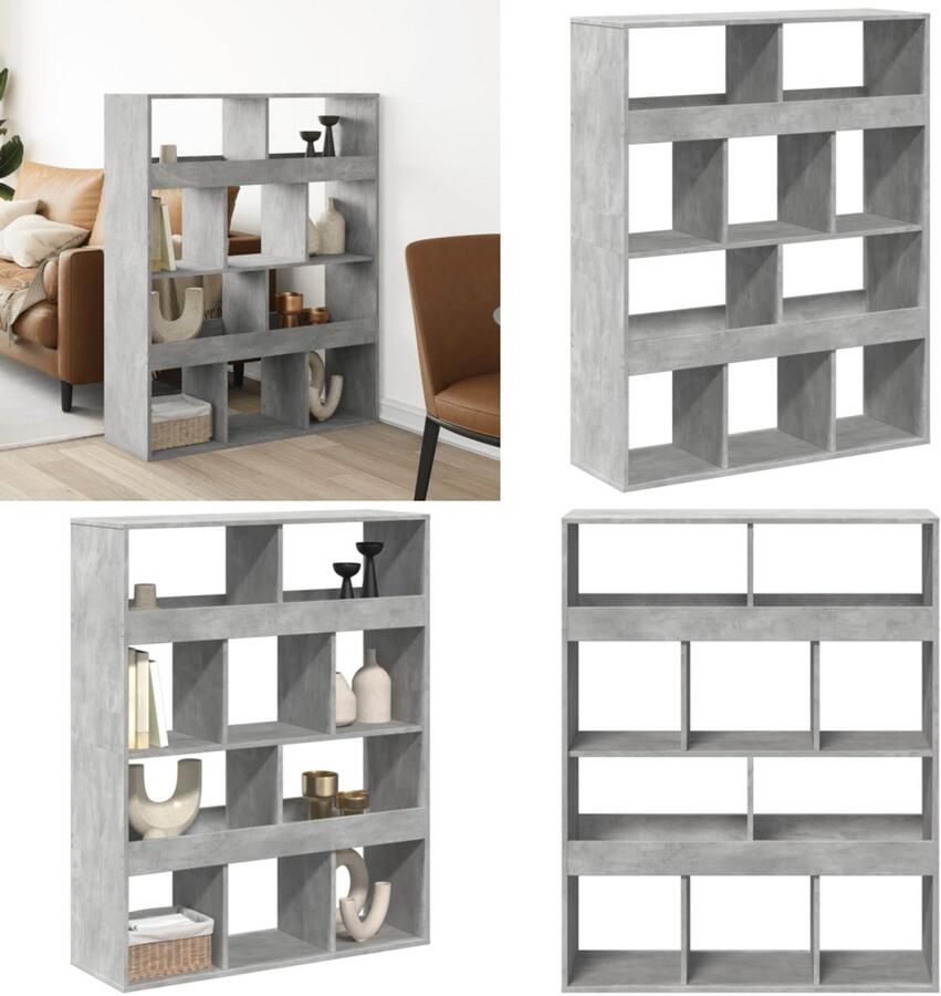 VidaXL kamerscherm 100x33x125 5 cm bewerkt hout betongrijs Kamerscherm Kamerschermen Scheidingswand Kamerverdeler