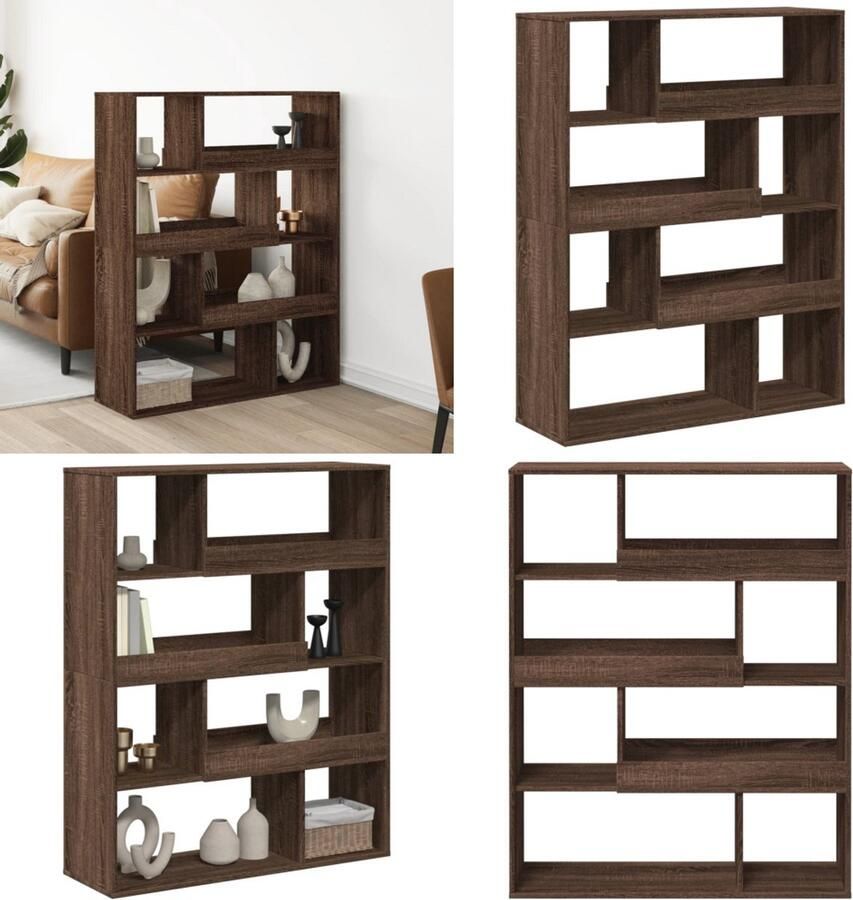 VidaXL Kamerscherm 100x33x125 5 cm bewerkt hout bruin eikenkleurig Kamerscherm Kamerschermen Scheidingswand Kamerverdeler