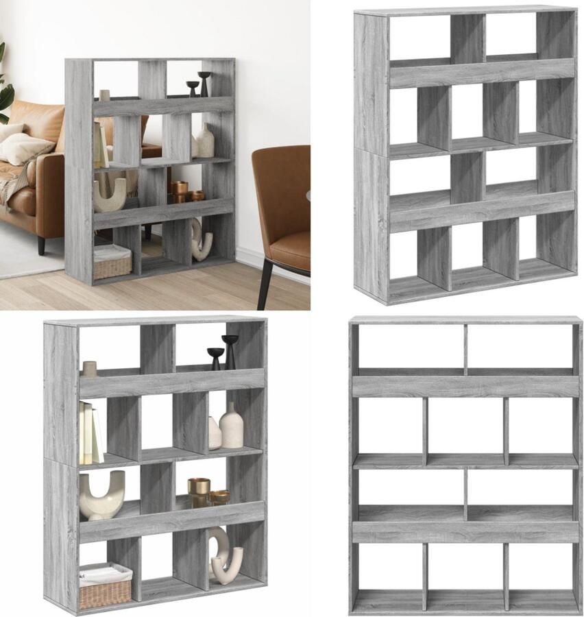 VidaXL kamerscherm 100x33x125 5 cm bewerkt hout grijs sonoma eiken Kamerscherm Kamerschermen Scheidingswand Kamerverdeler