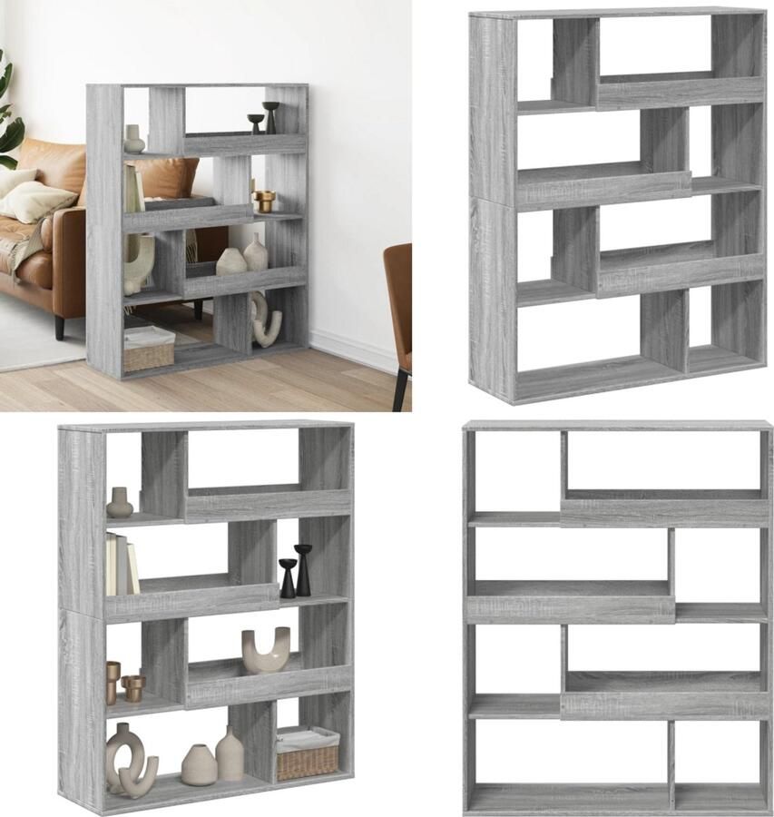 VidaXL kamerscherm 100x33x125 5 cm bewerkt hout grijs sonoma eiken Kamerscherm Kamerschermen Scheidingswand Kamerverdeler