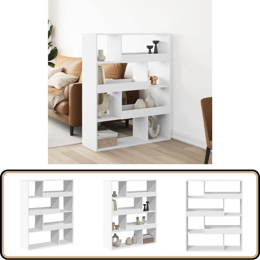 VidaXL Kamerscherm 100x33x125 5 cm bewerkt hout wit