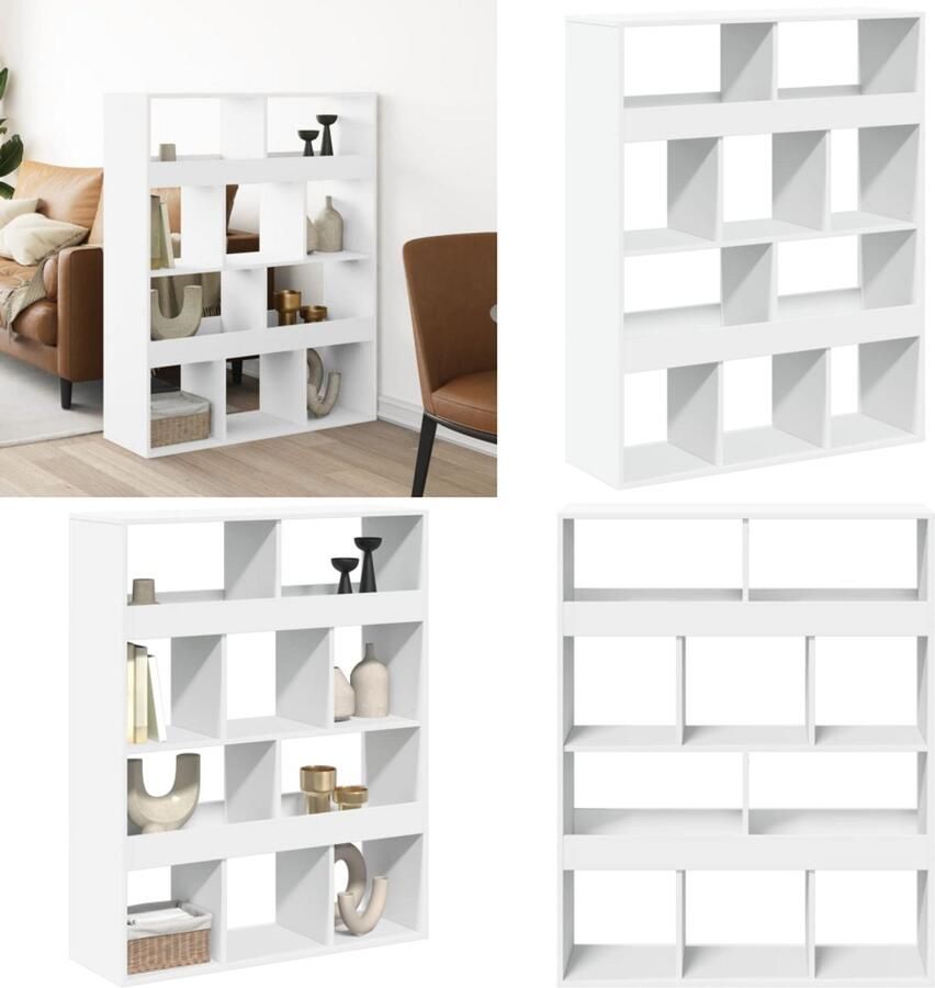 VidaXL Kamerscherm 100x33x125 5 cm bewerkt hout wit - Foto 2