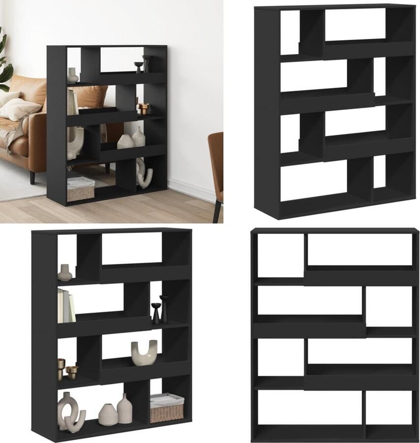 VidaXL Kamerscherm 100x33x125 5 cm bewerkt hout zwart Kamerscherm Kamerschermen Scheidingswand Kamerverdeler