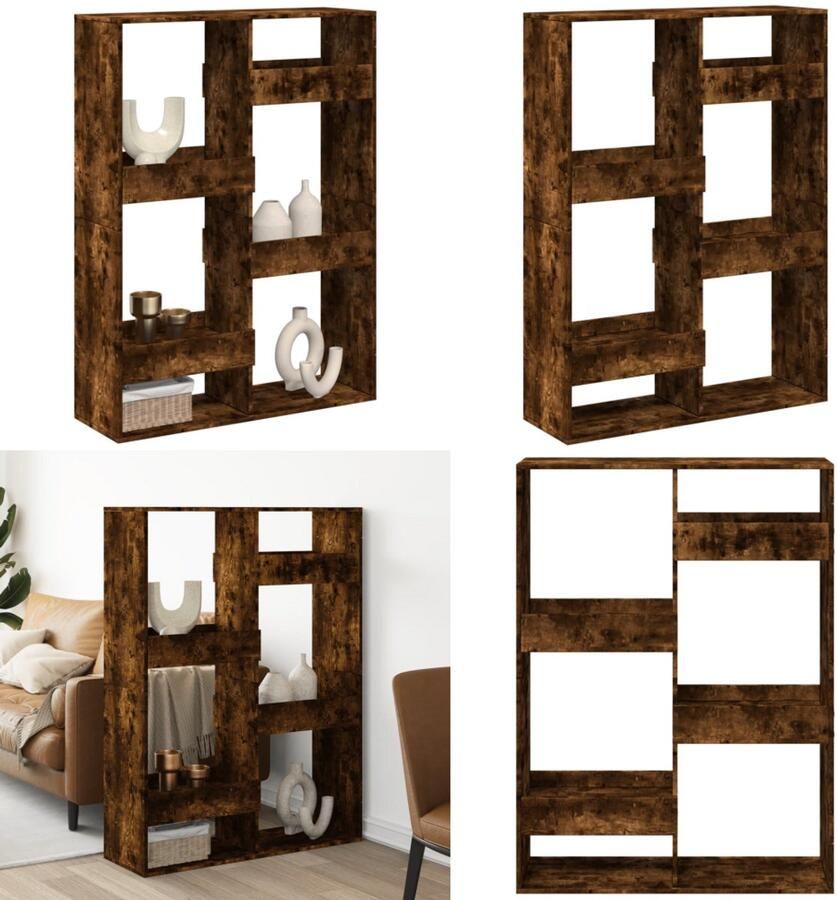 VidaXL Kamerscherm 100x33x135 cm bewerkt hout gerookt eikenkleurig Kamerscherm Kamerschermen Scheidingswand Kamerverdeler